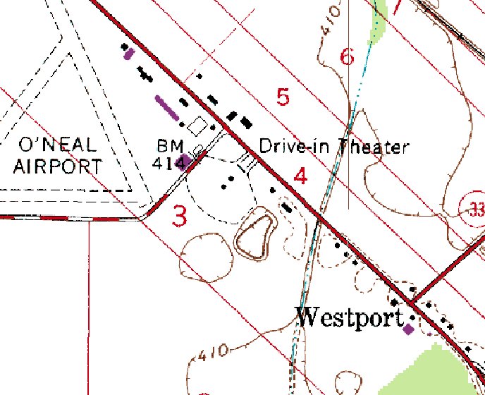 Topo map of the Vincennes-Lawrenceville Drive-in