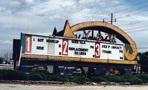 pic of Y & W marquee, taken 1998, was sold off and removed in fall 2002