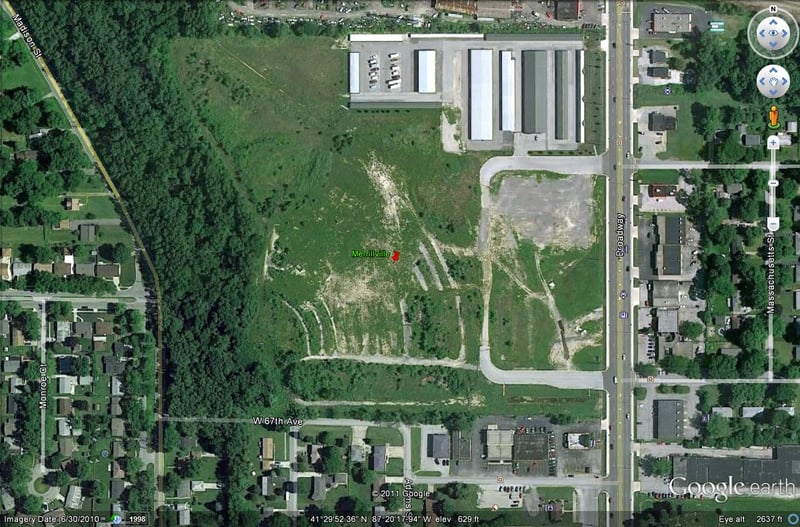 Google Earth image of fomer site off of Broadway