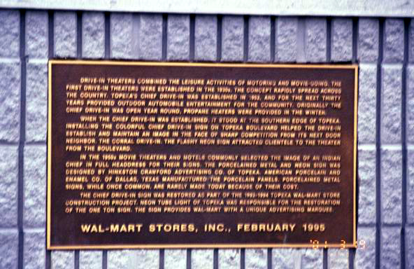 Plaque errected by Wal-mart commemorating the site where the DI once stood.