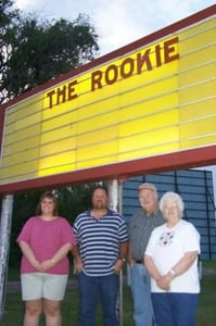 marquee, with the Sill family pictured