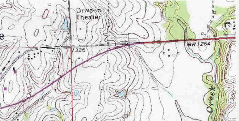 Topographical map of Ritz location.