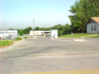 The entrance looks kind of like it used to when it was still a theater. Now it is the Kansas City, KS truck fleet center