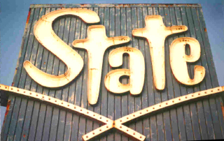 State Drive-in sign just before demolition.
