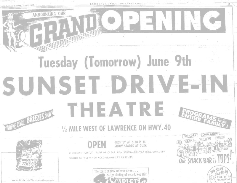 Grand Opening JUNE 9,1953 1 mile west of lawrence on Hi-way 40 This was a full page ad so it took two scans to get it all.