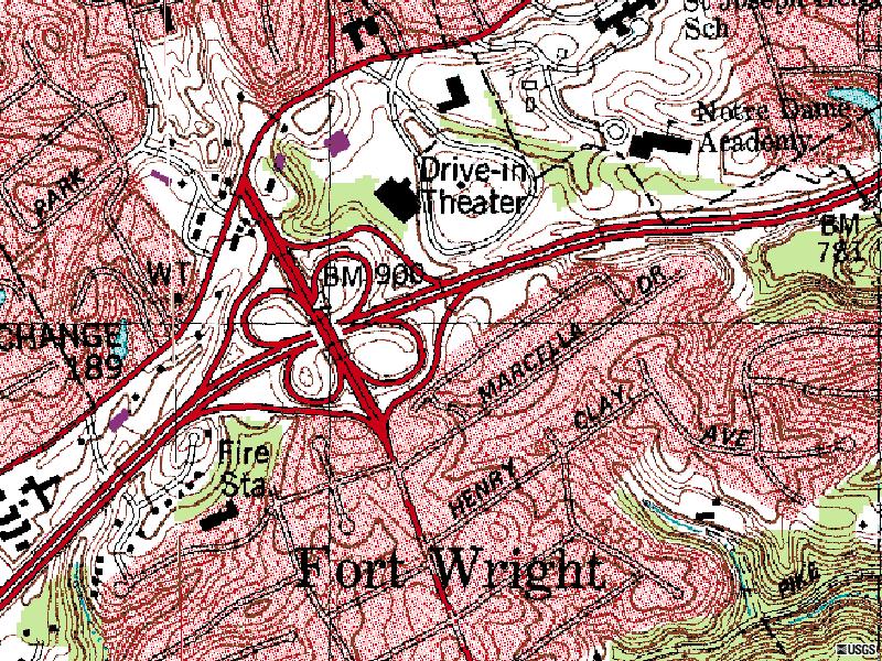 TerraServer map of former site off US-25 at Wright's Summit business park