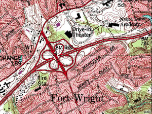 TerraServer map of former site off US-25 at Wright's Summit business park