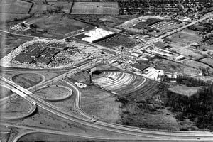A view of the East Drive-In and the recently opened Mall St Matthews. Shelbyville Road, Louisville, KY