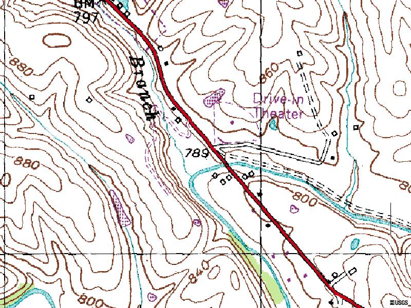 TerraServer map of site-south of town on Hwy 32