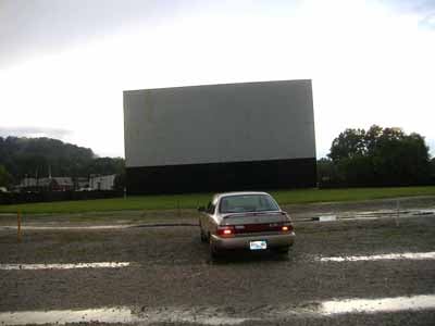 My dad's car in front of the screen