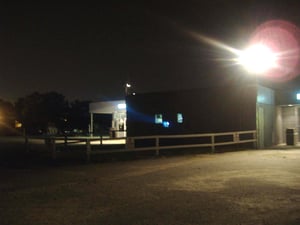 Concession stand at night.