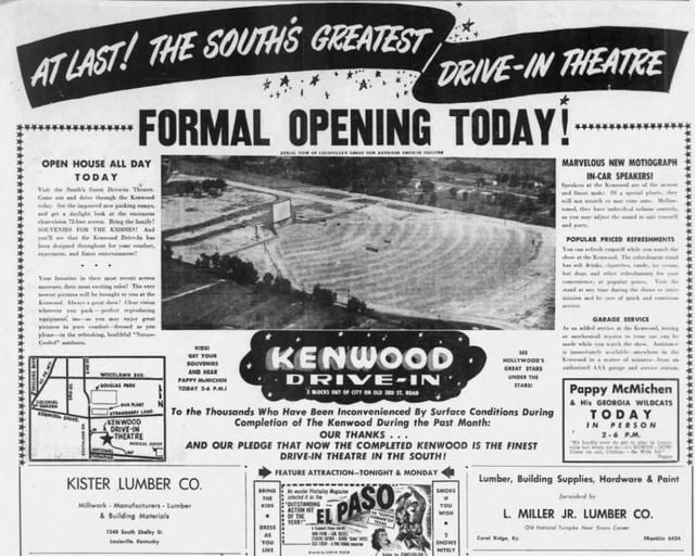 Flyer for the Kenwood drive-ins opening night, with all-day open house Finally, the Souths finest
