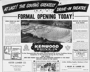 Flyer for the Kenwood drive-ins opening night, with all-day open house Finally, the Souths finest