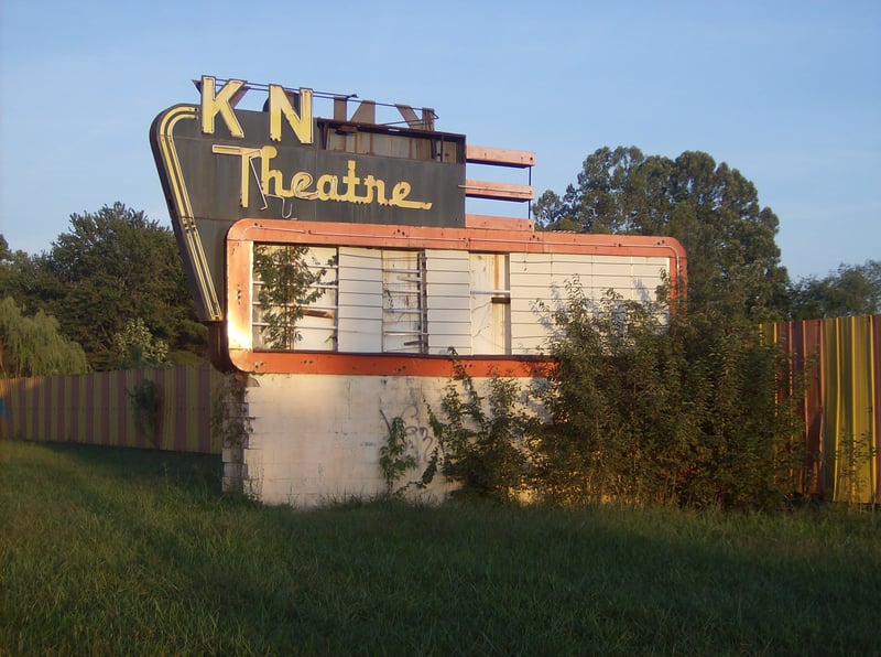 The deteriorating sign for the Knox Theatre in Radcliff, Ky.  It's been torn down since.