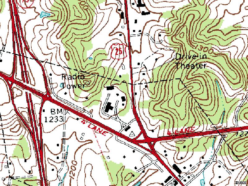 TerraServer map of former site-on US-25 North of Hal Rogers Pkwy