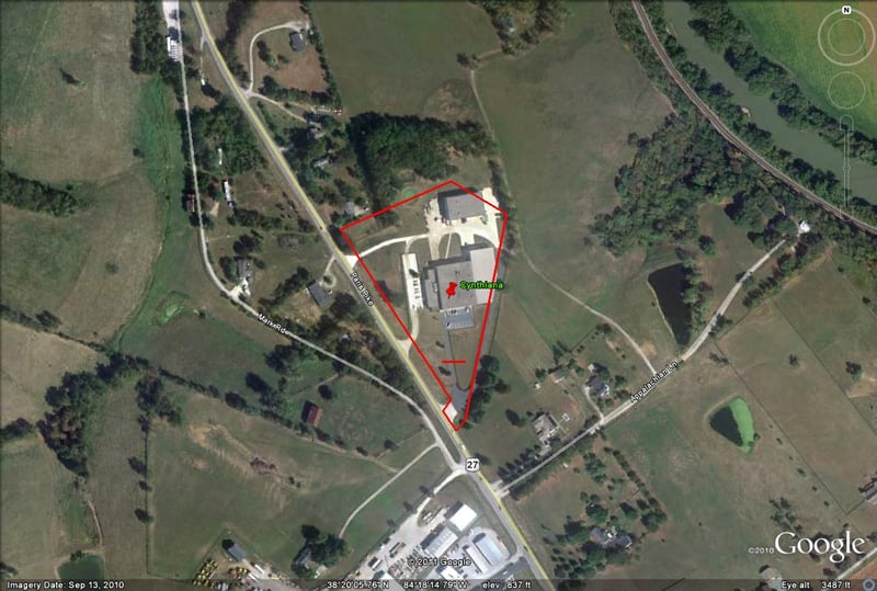 aerial view of former site