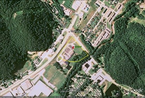 aerial view of former site