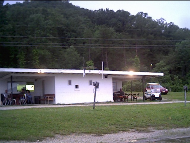 Concession stand/projection booth for front screen.