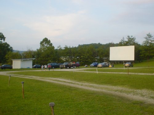 Photo of projection box and screen 2, taken from concession area.