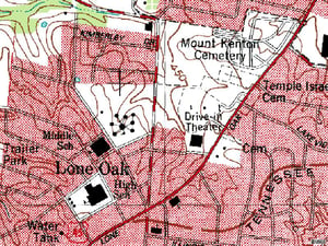 TerraServer map of former site on US-45 at Plantation Drive