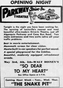 Parkway drive-in grand opening flyer