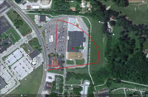 Google Earth image with former site outlined