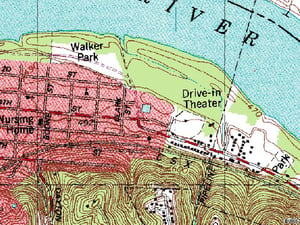 TerraServer map of former site off Ky-8 at Manhattan Harbour