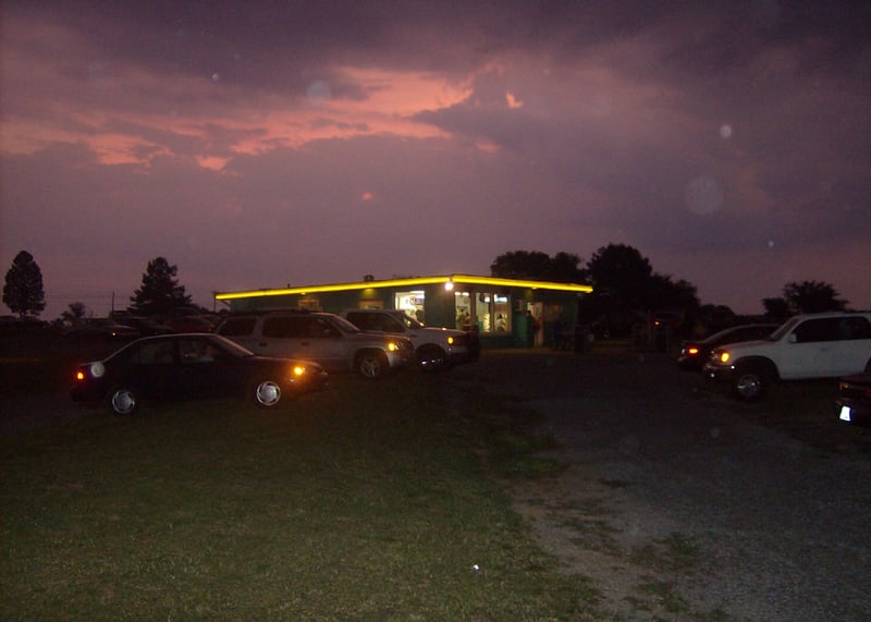 A storm skirts by us as we wait for the show.  Fortunately, we weren't rained on.