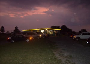 A storm skirts by us as we wait for the show.  Fortunately, we weren't rained on.