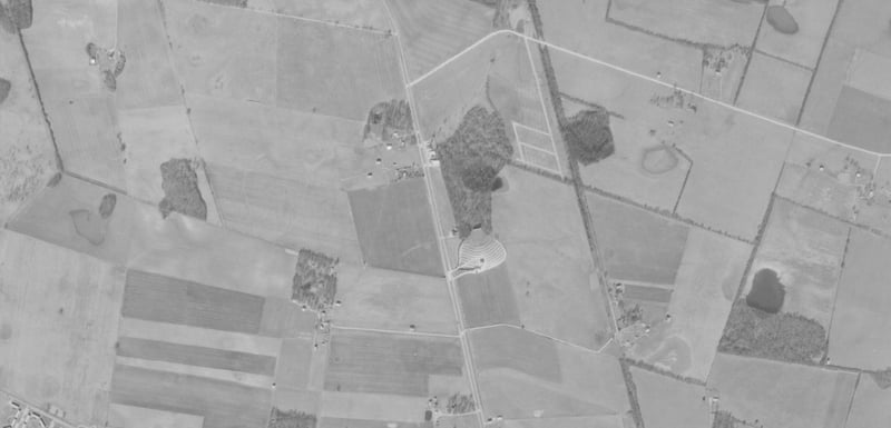 Aerial photo from 1974 of drive-in location on US 41 ALT, north of Oak Grove, KY.