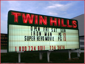 Newly restored Twin Hills marquee