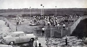 "The playground is equipped with various pieces of motorized and standard rides, and other amusements. It is fenced off and an attendant is always on duty to maintain order."