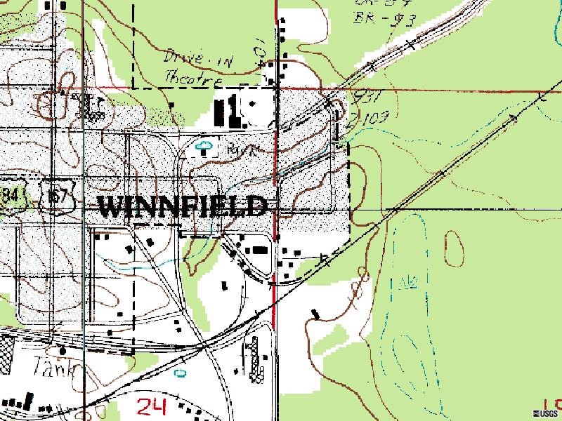 TerraServer map of former site-east side of town on LA-34