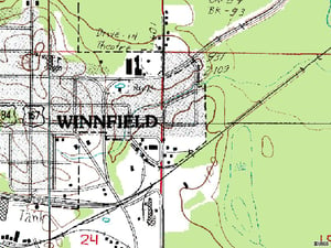 TerraServer map of former site-east side of town on LA-34