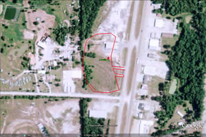 Google Earth image with outline of former site