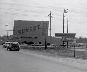 Sunset Drive-In at the Intersection of W. 70th (LA 511) and Mansfield Road (US 171) in Shreveport, LA.