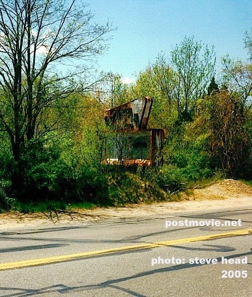 Photo of the marquee of the Abington Drive-in Theater, Abington, MA. It has since been removed.