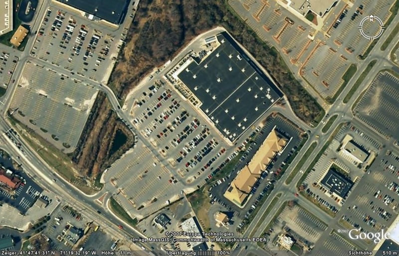 Aerial view of former drive-in site with Wal-Mart