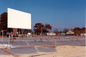 Photo of the Chelmsford Twin Drive-In after it was closed.