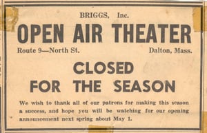 Advertisement for season closing.