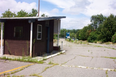 Rear of box office number one looking toward entrance road.