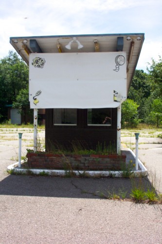 Box office number one. This was the only one used during the last few years of operation. The letters on the banner either faded or fell off.