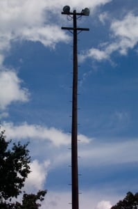 Light tower from rear of lot.