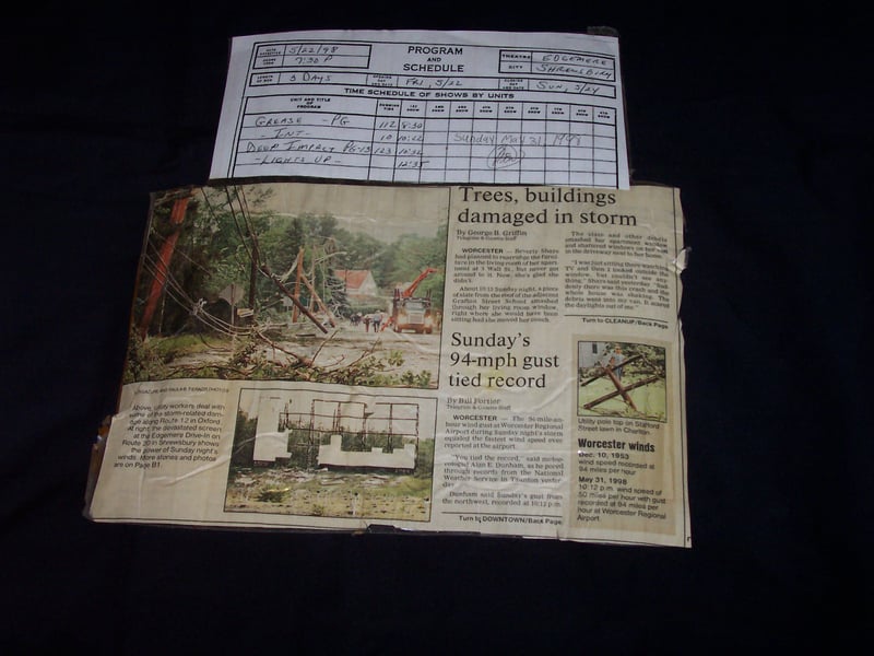 A Memory of the Aftermath of the Screen When the Drive-In Had The Mini wind burst/Tornado Look to Lower Left Corner for Screen Pic. Important Note: This is an Orignal Clipping from the Paper Worcester t&G Thank You I Hope to get a more readable copy onlin