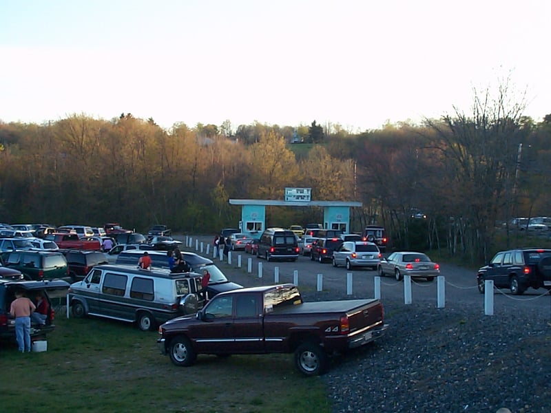 lined up at the ticket booths