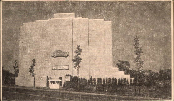 Post card showing the screen tower.