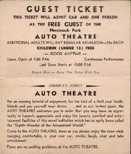 Guest ticket with advertising blurb.