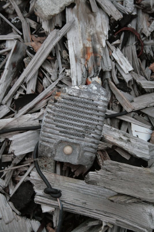 This is a piece of one of the old pole speakers that remains at the site.