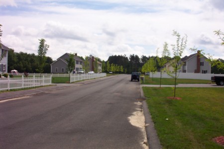 Former entrance road that now leads to a housing development.