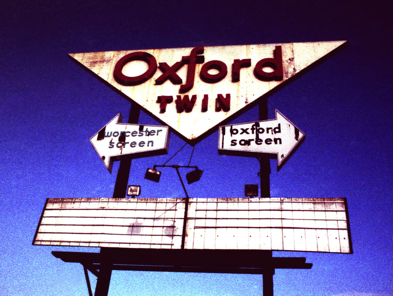 Oxford Twin DriveIn sign shortly before becoming Walmart
